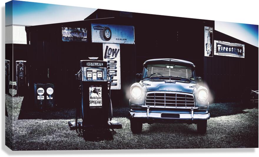 60s Australian FC Holden parked at old garage Canvas Print