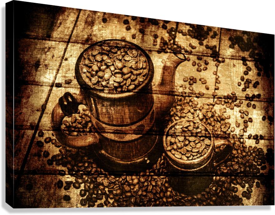 Vintage wooden coffee shop sign Canvas Print
