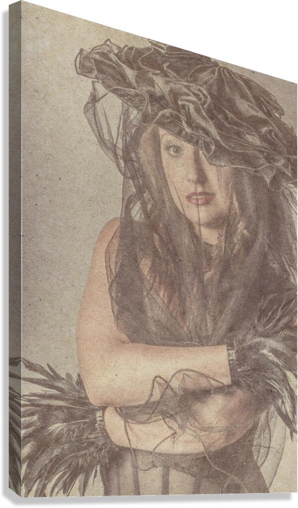 Young woman posing in opulent vintage fashion Canvas Print