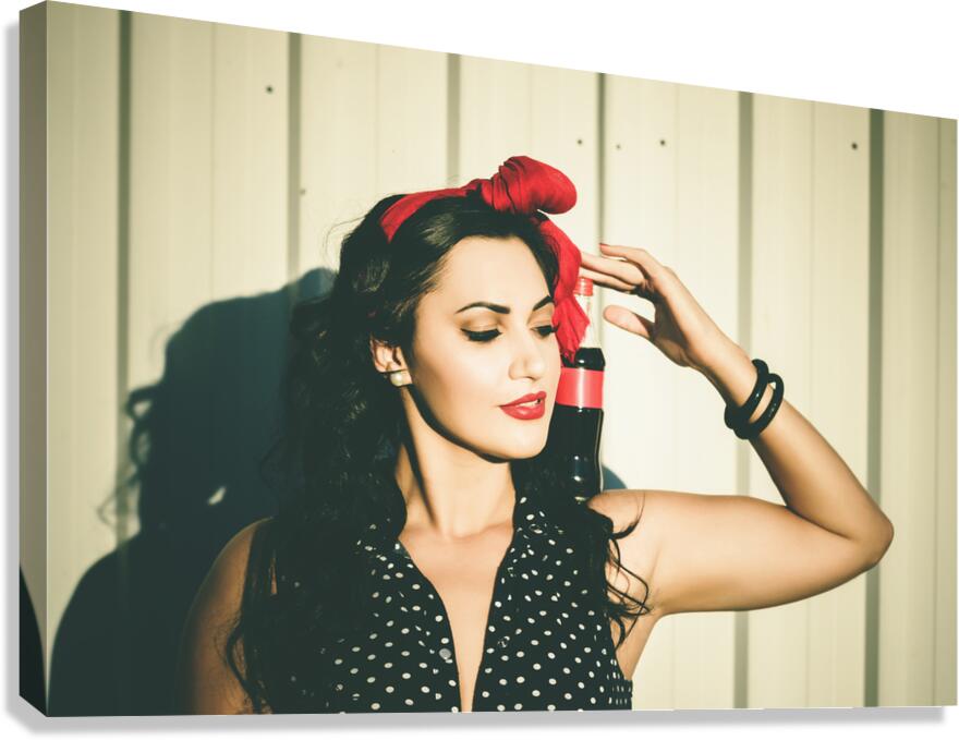 Retro advert. Seventies drive-thru gals Canvas Print