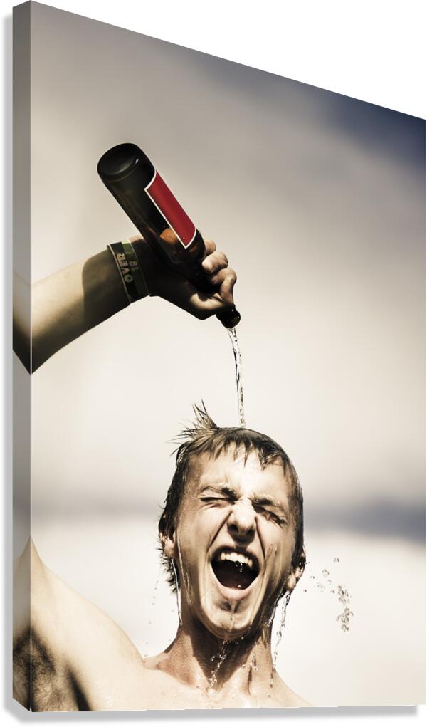 Crazy young Irish man celebrating St Patricks Day  Canvas Print