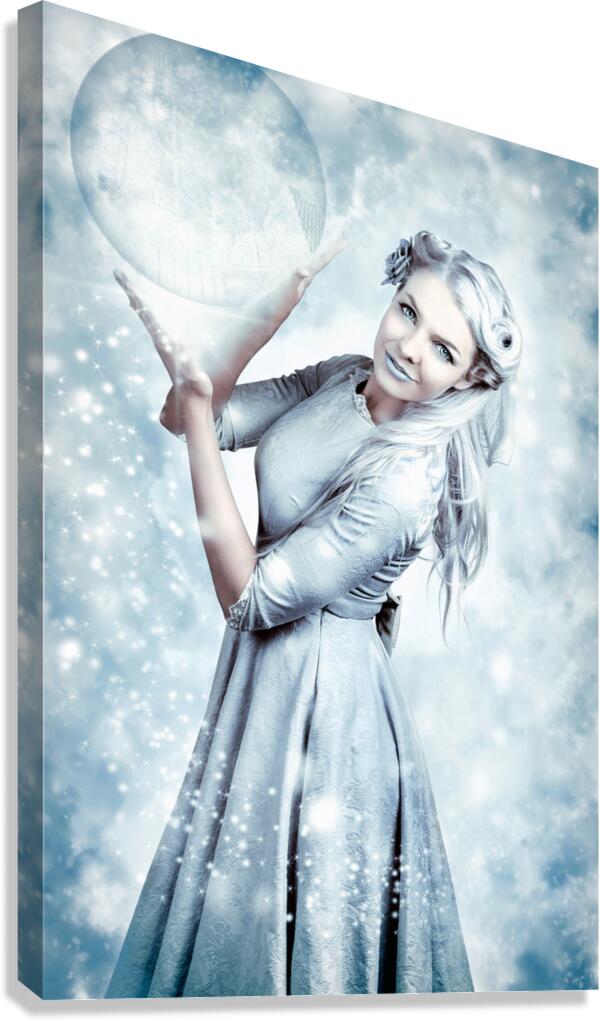 Magic Winter Woman In Luxury Fashion And Makeup Canvas Print