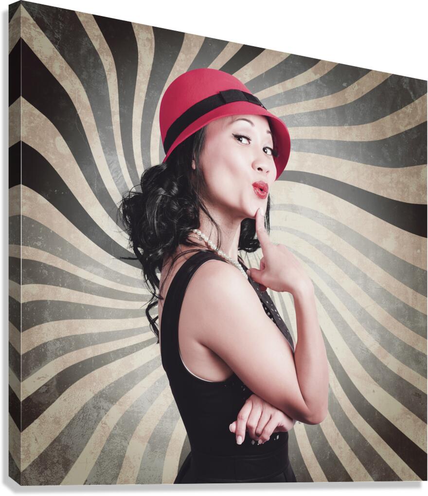 Beautiful model in vintage fashion accessories  Canvas Print