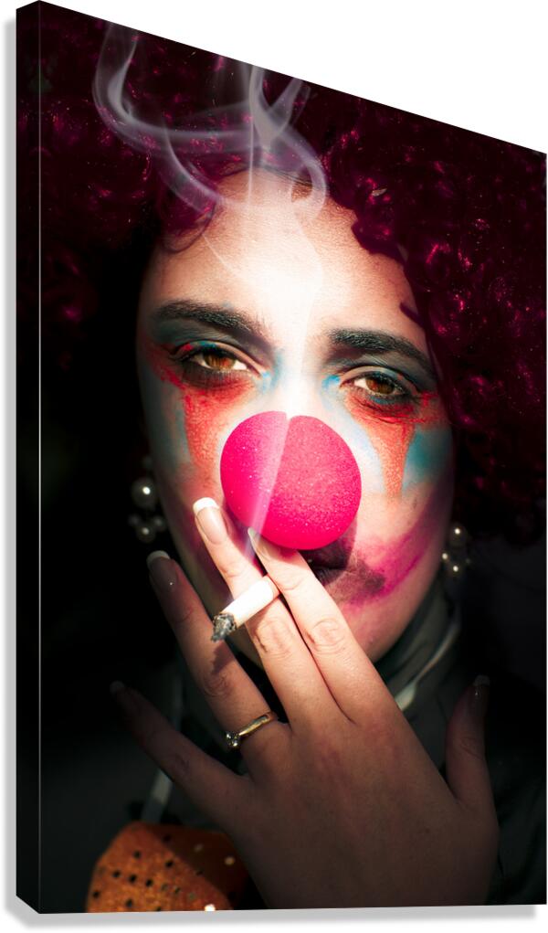 Smoking clown Canvas Print
