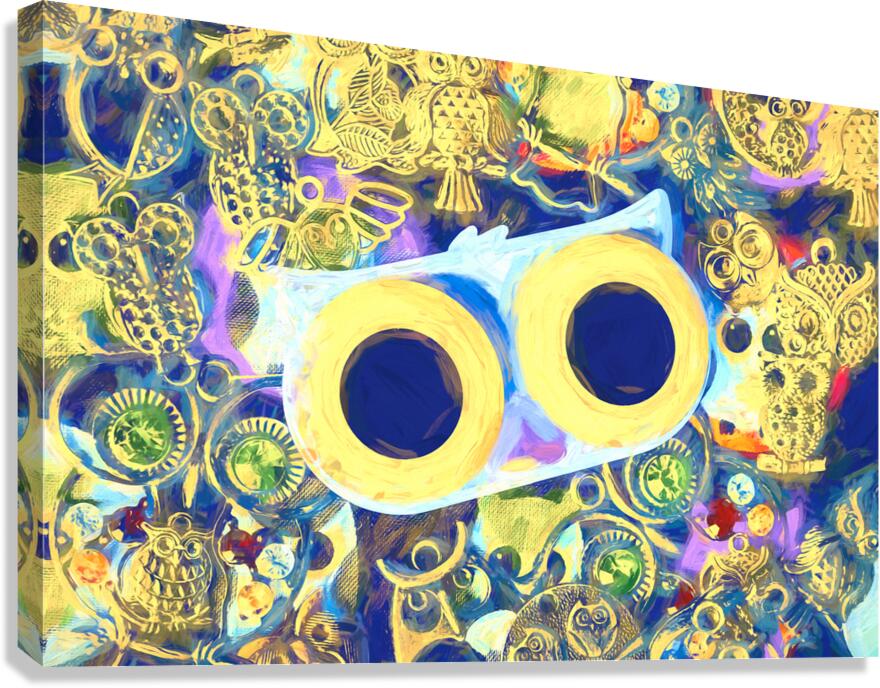 Swirling sea of colorful owl charms Canvas Print