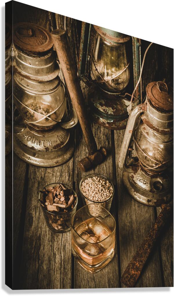 Weathered wooden whisky  Canvas Print
