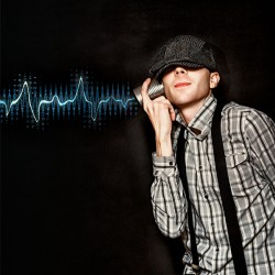 Cute Little Vintage Boy Playing With Tin Can Phone