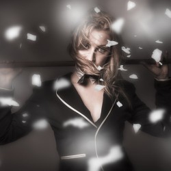 Female showgirl performing on a theater stage