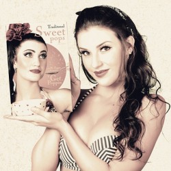 Vintage pop art advert girl with breakfast product