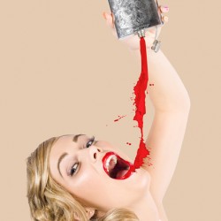 Beautiful Blonde Make-up Artist Woman Pouring Liquid Lipstick