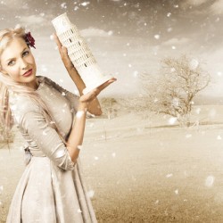 Vintage Woman Dreaming Of A Europe Travel Escape