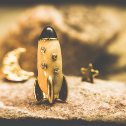 Moon rocket at space station on the dark side