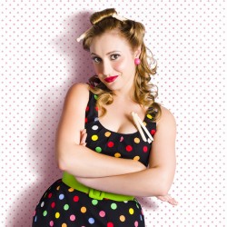 Pretty Retro Cleaning Lady On Polka Dot Background