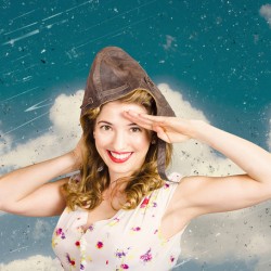 Pretty vintage female pin up pilot. Travel ready