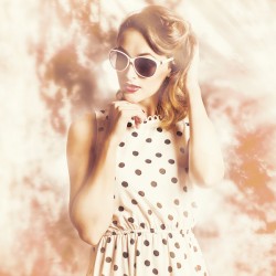 Pinup golden girl with perfect makeup and hair