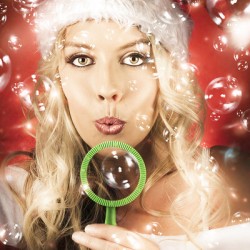 Beautiful Female Santa Making Christmas Wish