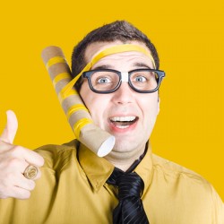 Inventive businessman with new technology