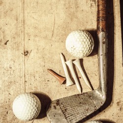 Rustic golf club memorabilia