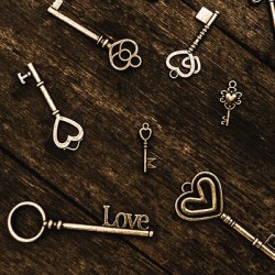 Love and romance themed keys with hearts