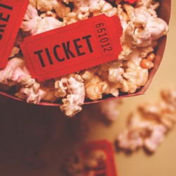 Theatre tickets in popcorn box