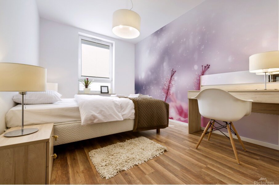 Vintage flower in the summer rain Mural print