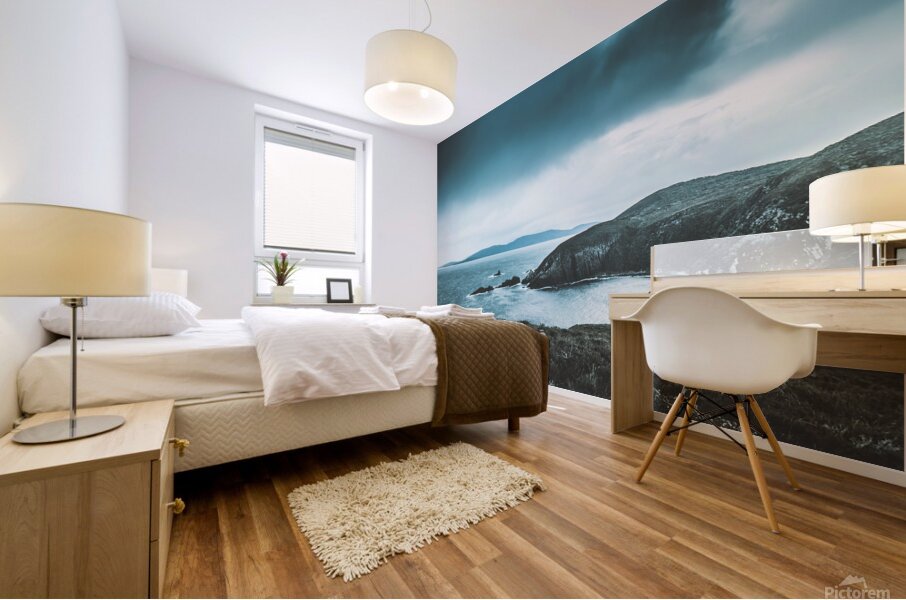 Dark tense and dramatic sea cliffs Mural print