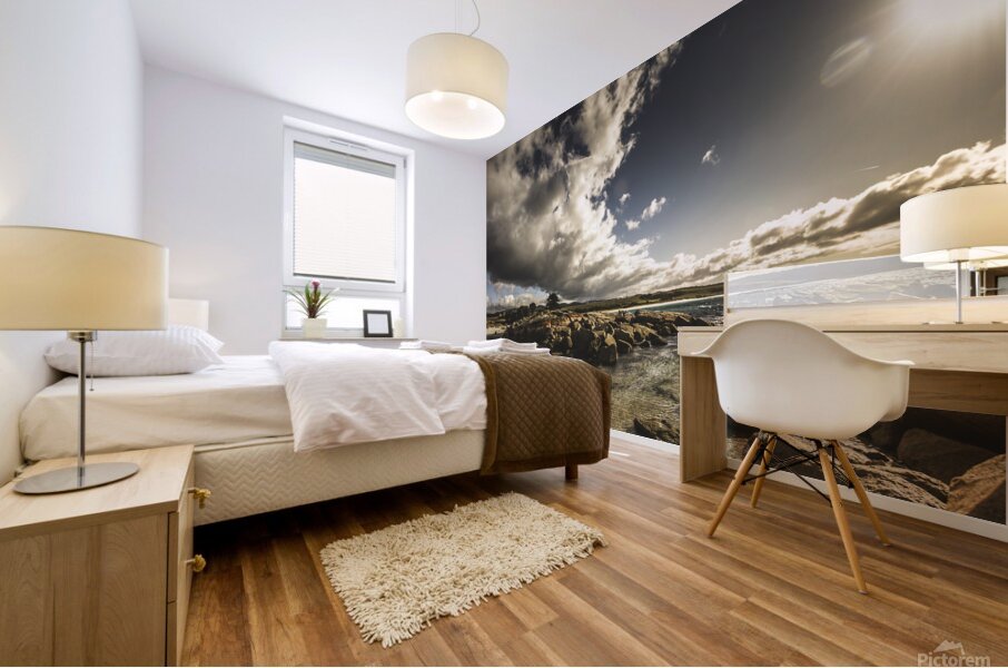 Smoke like clouds on The Bay Of Fires Mural print