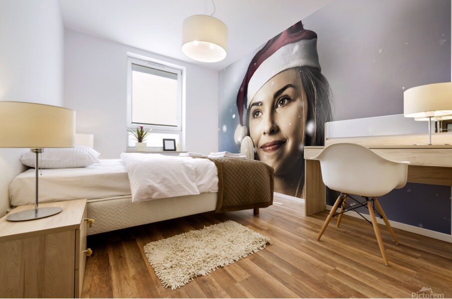 Christmas woman cooking up winter food idea Mural print