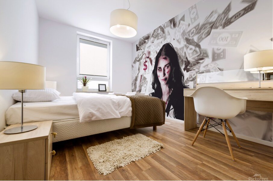 Dead business woman in financial crisis debt Mural print