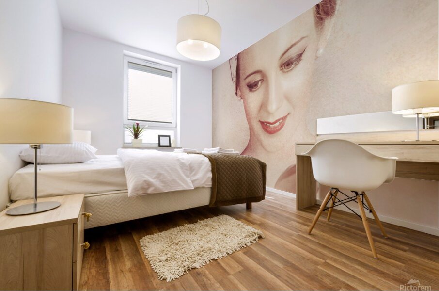 Cute Vogue Pinup Girl Reading Old Fashion Magazine Mural print