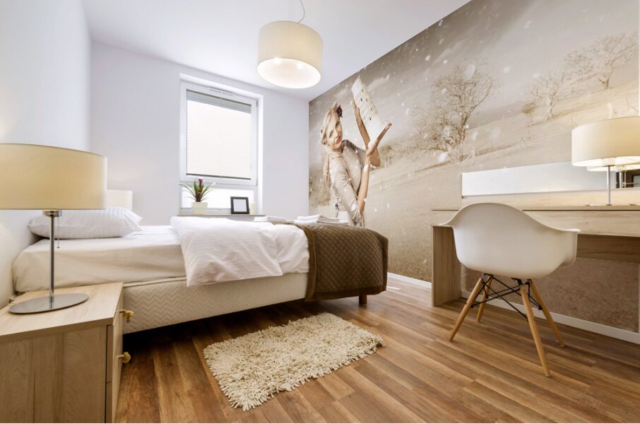 Vintage Woman Dreaming Of A Europe Travel Escape Mural print