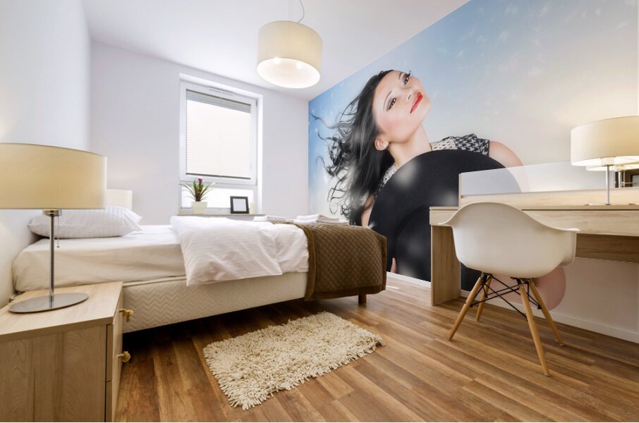 Hair makeup and fashion portrait. Calm of freedom Mural print