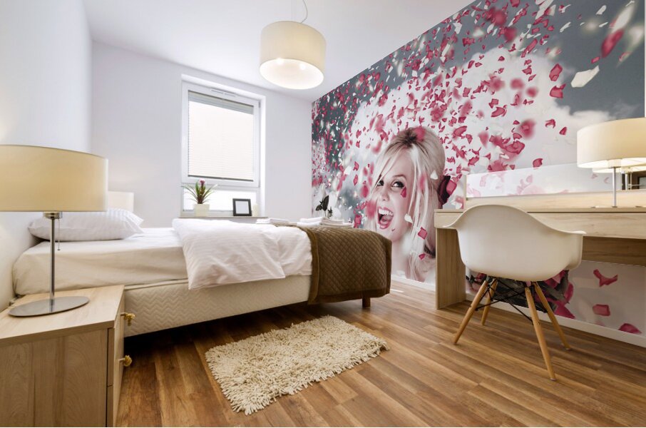 Tender woman with flowers. Romantic celebration Mural print