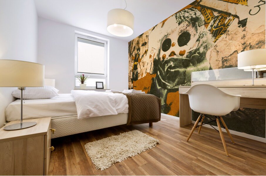 Spooky carnival clown doll Mural print