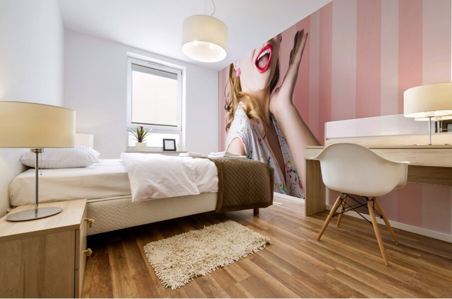 Surprised Girl In Retro Fashion Style Glamur Mural print