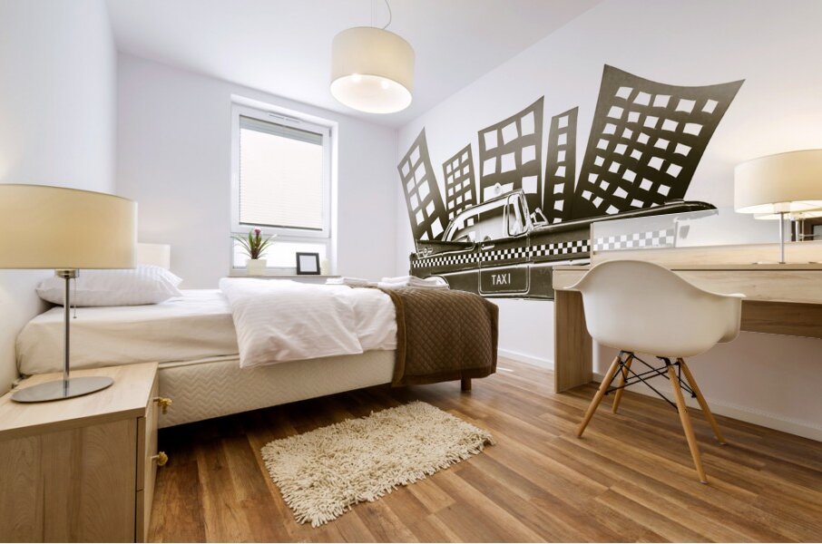 Taxicab town Mural print