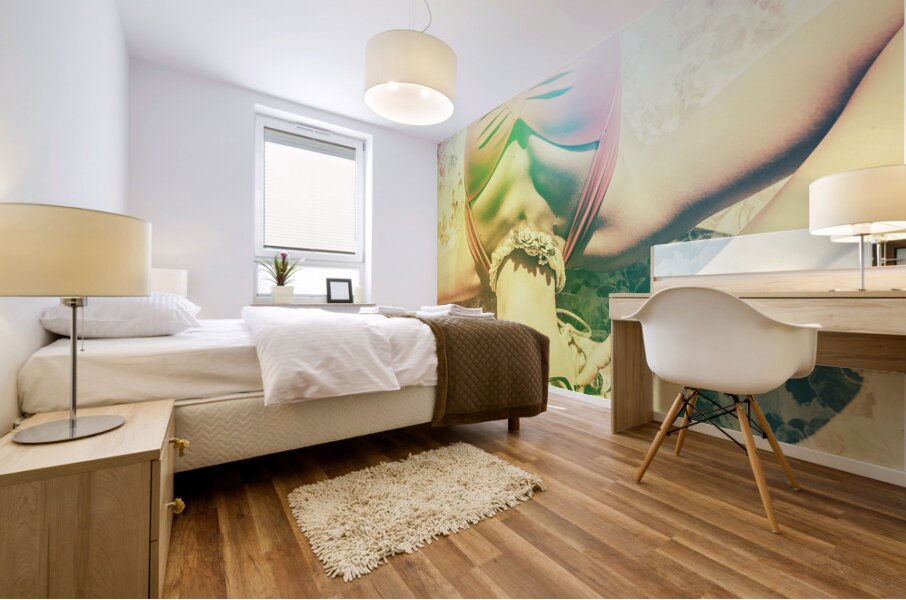 Retro pin-up pool party Mural print