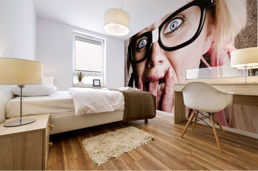 Scared Frightened Business Woman Living In Fear Mural print