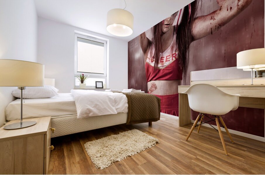 Living dead school girl in headline nightmare Mural print