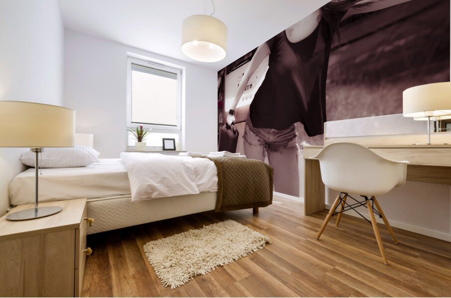 Old oil sales girl Mural print