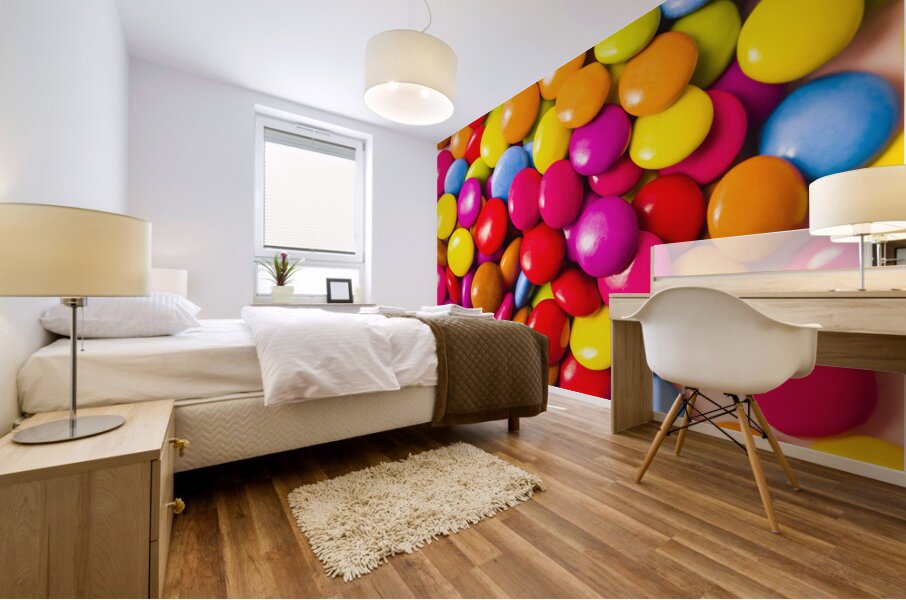Colourful round candy balls closeup  Mural print