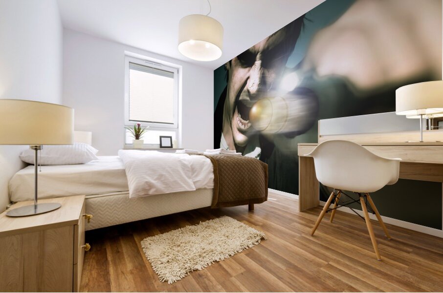 Man With Gun Mural print