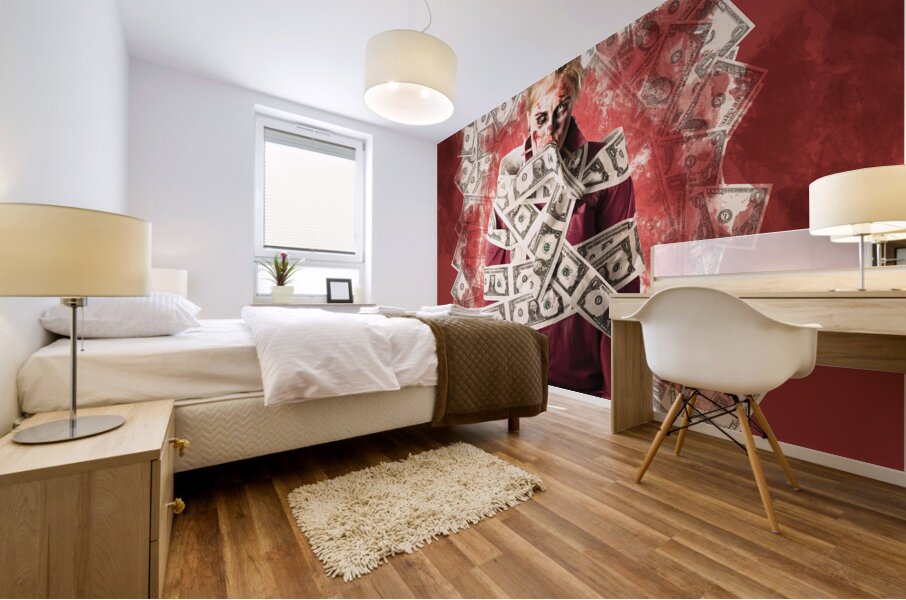 Zombie tied up in financial debt. Dead money Mural print