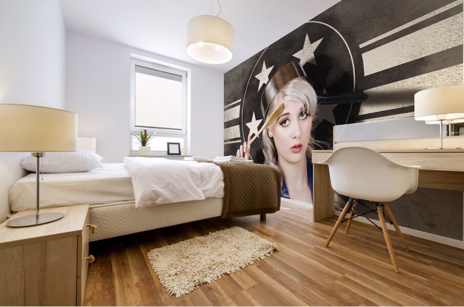 Bangers and MASH girl. Army pin up housewife Mural print