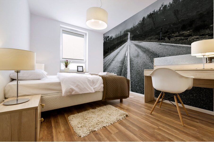 Dark stormy road to Cradle Mountain in Tasmania Mural print