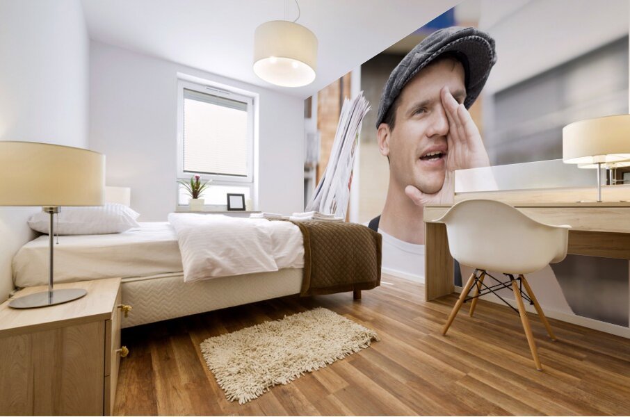 Spruiking Newspaper Boy Mural print