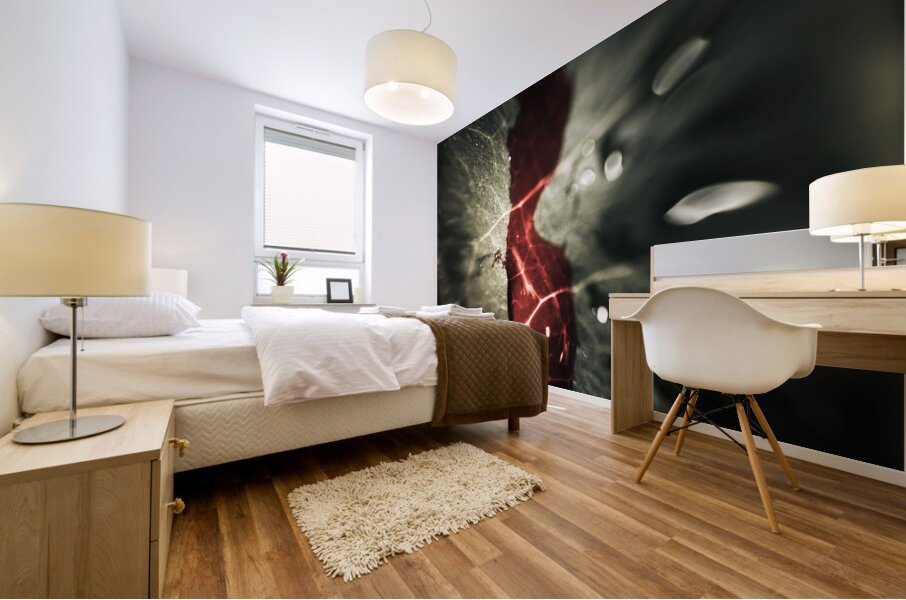 Bloody leaf evidence at a forest crime scene  Mural print