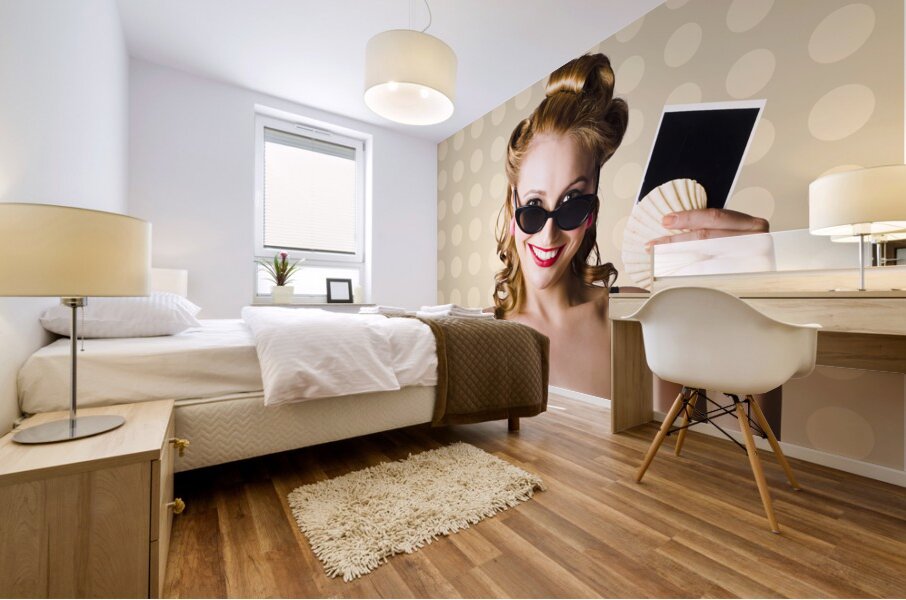 Pinup Girl Showing World Travel Holiday Photo Mural print