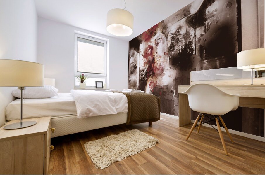 Help! Itchy ugly face so I ate him... mmmm tasty Mural print