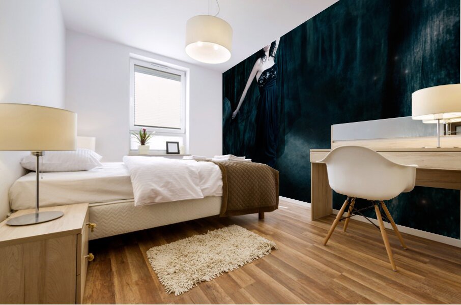 Moody portrait of an elegant mysterious woman Mural print